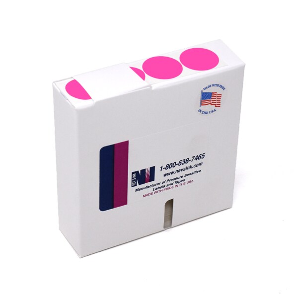 1" Color Coding Dots Pink Flr - Roll Form